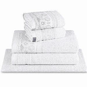 Jogo de Toalhas de Banho Gigante 5 Peças Marselle e Memphis Appel 450 g/m² Branca