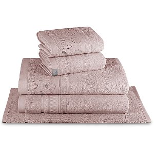 Jogo de Toalhas de Banho Gigante 5 Peças Marselle e Memphis Appel 450 g/m² Rosa Nilo