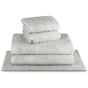 Jogo de Toalhas de Banho Gigante 5 Peças Marselle e Memphis Appel 450 g/m² Prata