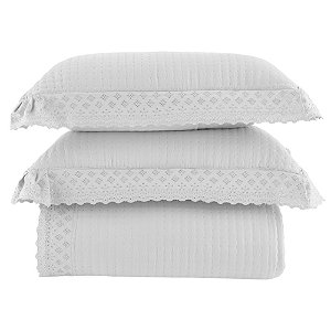 Colcha Super King Size 300 Fios Corttex 300 Fios Serena 3 Peças Branca