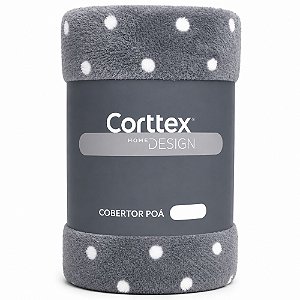 Cobertor Queen Size Corttex Flannel Poá 220x240cm Cinza