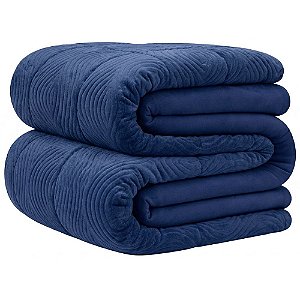 Edredom Casal Bella Enxovais Plush Splendore Marinho