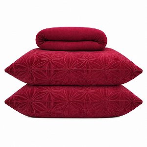 Jogo de Lençol e Fronha King Size Bella Enxovais Splendore 3 Peças Cereja