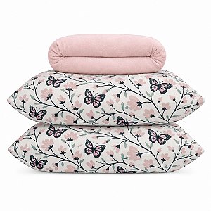 Jogo de Lençol e Fronha Queen Size Bella Enxovais Plush 3 Peças Sofia com Rosê