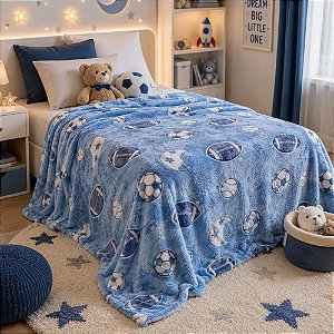 Manta Casal Plush Bella Enxovais 180x220cm 200 g/m² Futebol