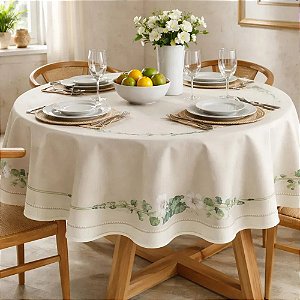 Toalha de Mesa Redonda 8 Lugares Dohler Clean Renova 180cm Botânica