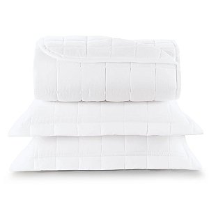 Kit Cobreleito Queen Size Lynel 200 Fios 3 Peças Althea White Adrian