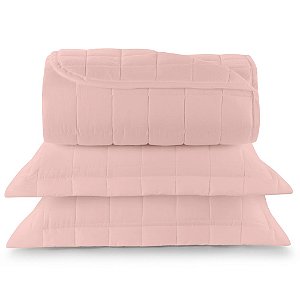 Kit Cobreleito Casal Lynel 200 Fios 3 Peças Althea Rosa Kathy