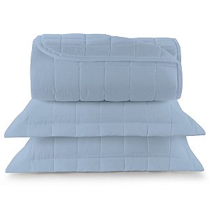 Kit Cobreleito King Size Lynel 200 Fios 3 Peças Althea Azul Ayala