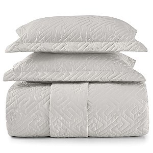 Kit Cobreleito Queen Size Lynel 300 Fios 3 Peças Monet Prata Mosaic