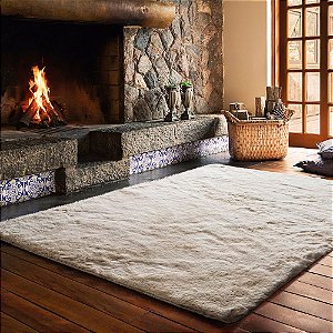 Tapete para Sala Felpudo Melody 1,40x2,00m Jolitex Marfim