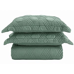 Colcha Casal 200 Fios Corttex Prisma 3 Peças Verde
