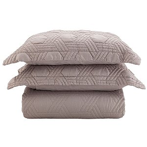Colcha Queen Size 200 Fios Corttex Prisma 3 Peças Taúpe