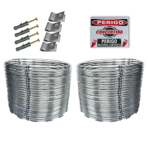10 Metros Concertina Dupla Clipada 30 Cm + Kit Instalação