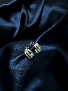 Brinco Argola Tripla cravejada de Zircônias