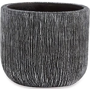 Vaso Cachepot Preto Em Cimento Texturizado Pequeno