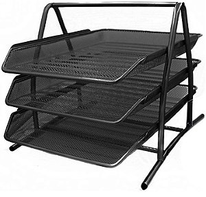 Organizador de Mesa Escritório Porta Arquivo Triplo