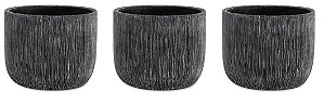 Kit Vaso Cachepot Preto Em Cimento Texturizado