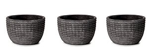 Kit Vaso Decorativo Cachepot em Cimento Estonado