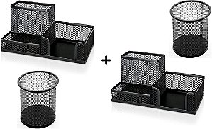 Kit 2 Organizador de Mesa e Porta Treco Preto