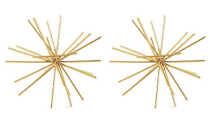 Kit Escultura Ouriço Em Metal Dourado