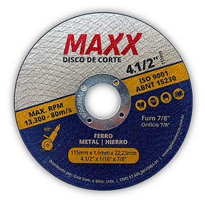 Disco de Corte Metal/Inox - 4.1/2" (115mm) x 1,6mm - Kit c/ 50un