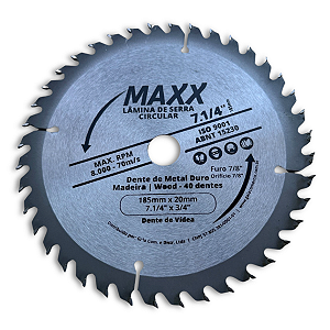 Disco Lâmina de Serra Circular 40 Dentes - 7.1/4" (185mm) x 20mm (furo)
