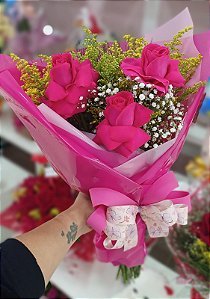 Buquê Trio de Rosas Pink