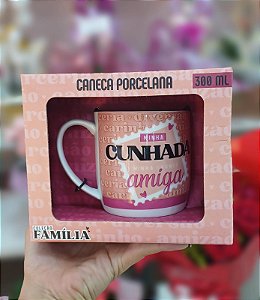 Caneca "Minha Cunhada Minha Grande Amiga" Porcelana 300 ml