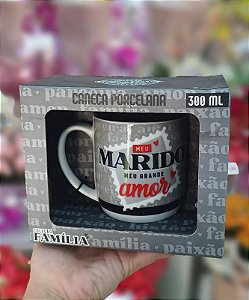 Caneca "Meu Marido Meu Grande Amor" Porcelana 300 ml
