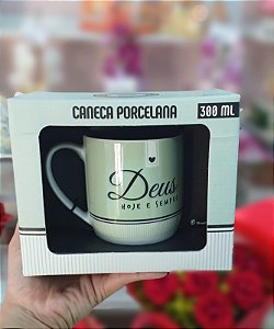 Caneca "Deus Hoje e Sempre" Porcelana 300 ml