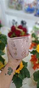 Vaso Seleta Firenzi P Rosa de Cerâmica 9 cm x 8 cm