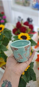 Vaso de Cerâmica cor Tiffany de 8,5 cm x 7,5 cm