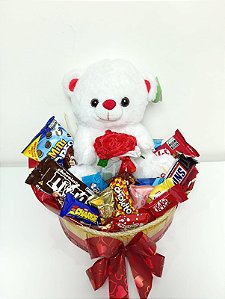 Cesta Romântica de Chocolates Variados