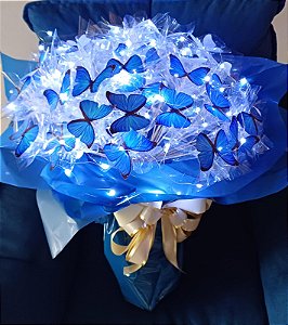 Buquê Azul de Borboletas  com LED