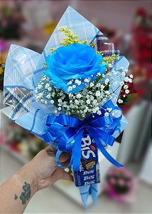 Rosa Solitária Azul com Bis