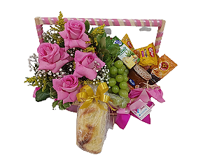 Cesta Café com Rosas