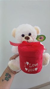 Urso Caco Rosa Claro Presente Redondo "I LOVE YOU" 19 cm de Pelúcia 88H-24102-20