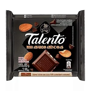 Chocolate Talento Meio Amargo com Amêndoas 85g Garoto