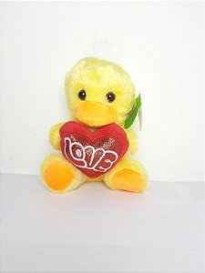 Pato Apaixonado Amarelo com coração LOVE 19 cm de Pelucia H-100-72
