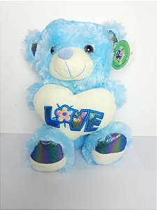 Urso Amor Luminoso Azul 25 cm de Pelucia 2-2717-25