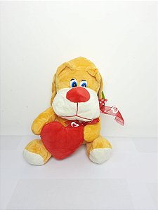 Cachorro Coração Amigo Laranja 24 cm de Pelucia SDR1903-24