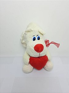 Cachorro Coração Amigo Branco 24 cm de Pelucia SDR1903-24