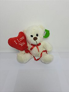 Urso Apaixonado Balão do Amor Branco 20 cm Pelucia 88H-24106-20