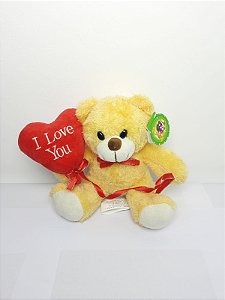 Urso Apaixonado Balão do Amor Amarelo 20 cm Pelucia 88H-24106-20
