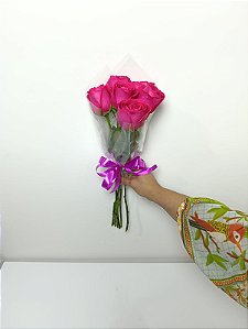 Buquê de 6 (Seis) Rosas Pink Beleza Natural