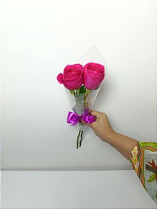 Buquê de 2 (Duas) Rosas Pink – Beleza Natural