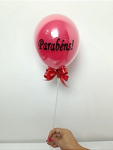 Balão Bubble Duplo Vermelho Personalizado de 10 (Dez) Polegadas – Parabéns