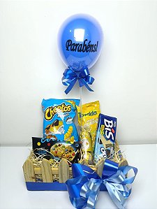 Cesta de Aniversário Azul – Comemorativa Premium