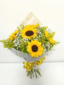 Buquê de 5 (Cinco) Girassóis – Premium